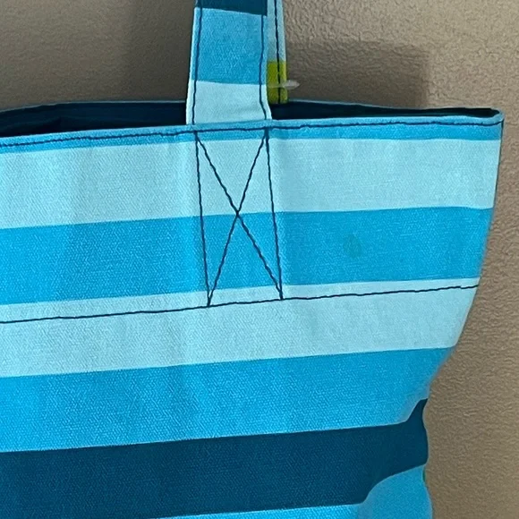 Striped Blue, Green and Yellow Tote Bag By Old Navy - Picture 8 of 13